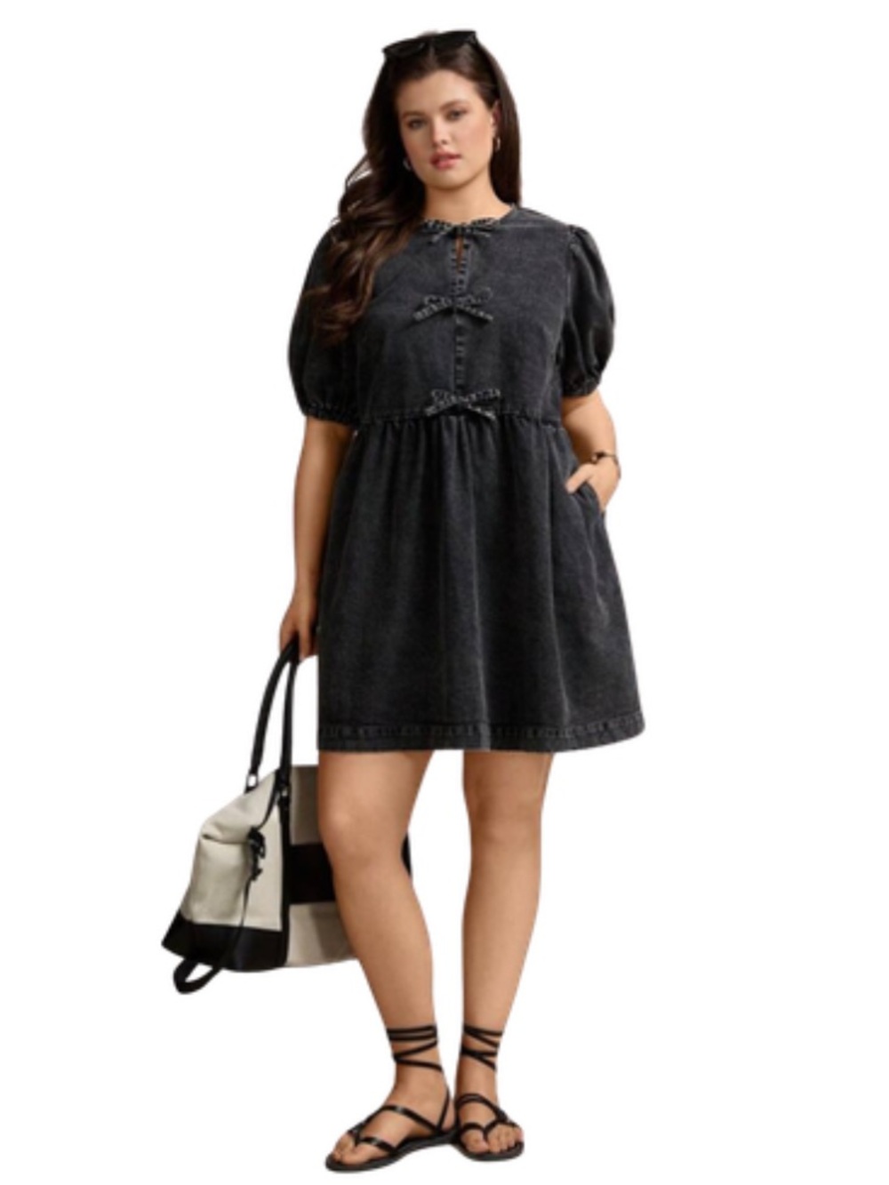 Denim Wash Dress with Pockets